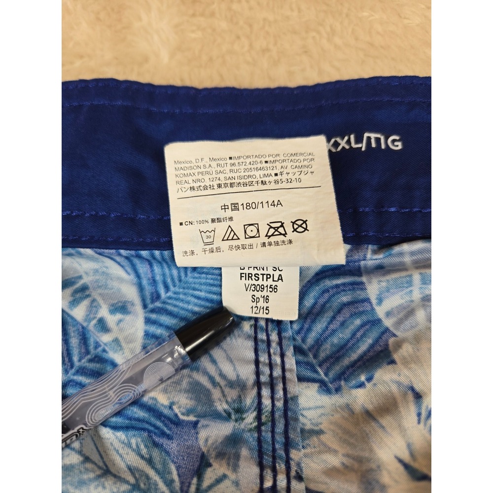 Vintage Old Navy Mens Board Shorts Blue White Tropical Floral Swim Trunks XXL - Picture 4 of 11